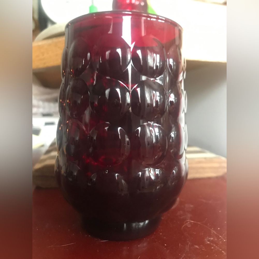 Anchor Hocking Bubble Royal Ruby Juice Glasses